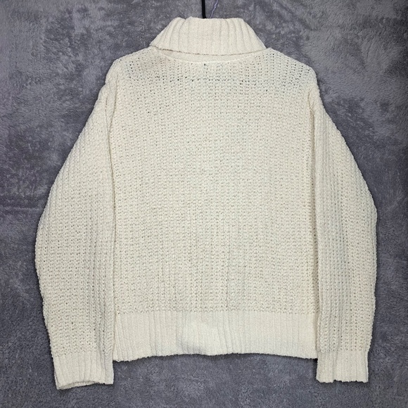 Moral Fiber Women’s Cream Cable Knit Turtleneck Sweater Size M Polyester Chunky - Picture 6 of 8
